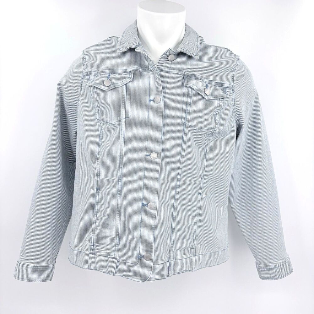 Croft & Barrow Jean Jacket Women XXL Stripes Western Cowboy Rodeo Denim American